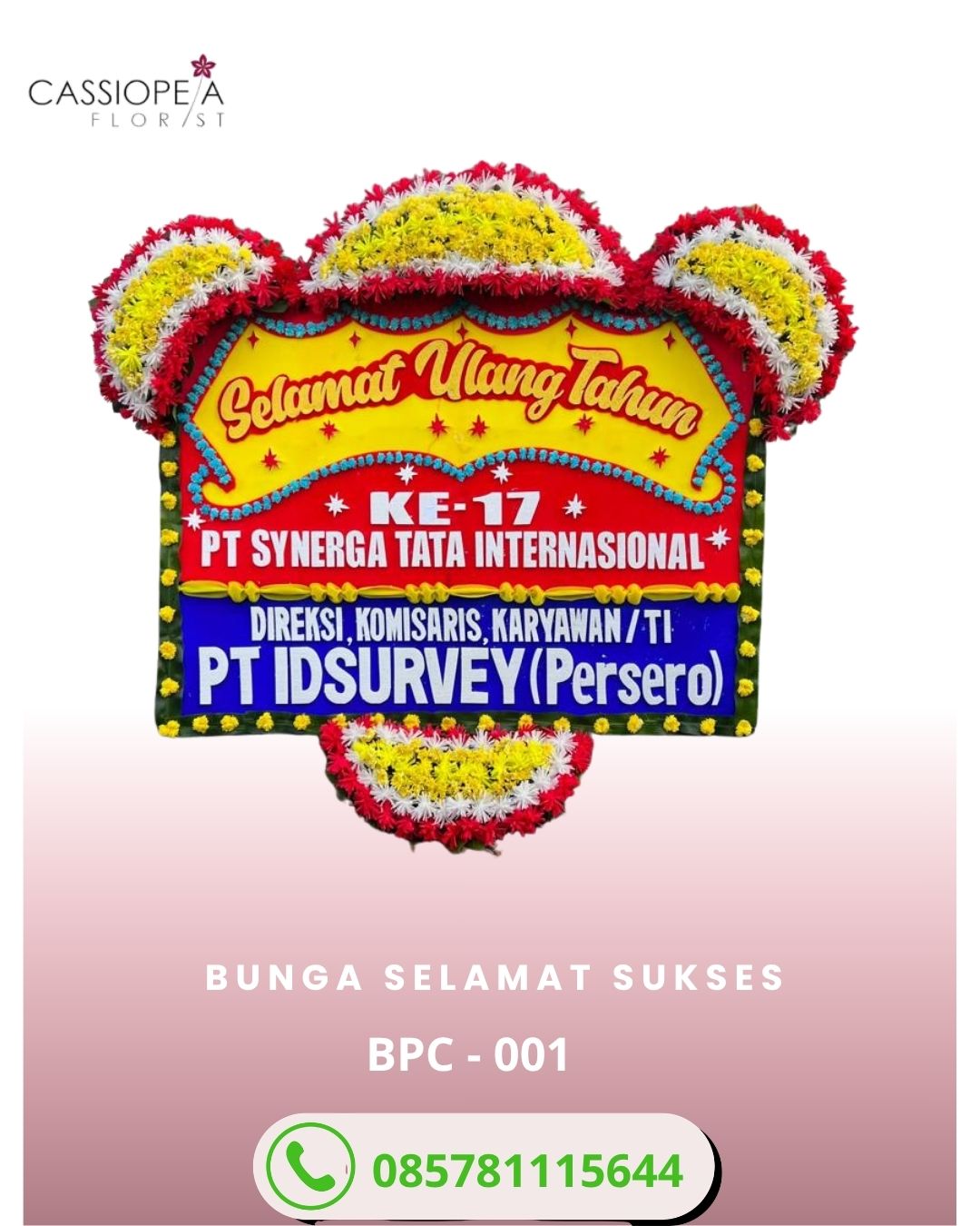Karangan bunga selamat sukses congratulations TMII PT Synerga Tata dari IDSurvey