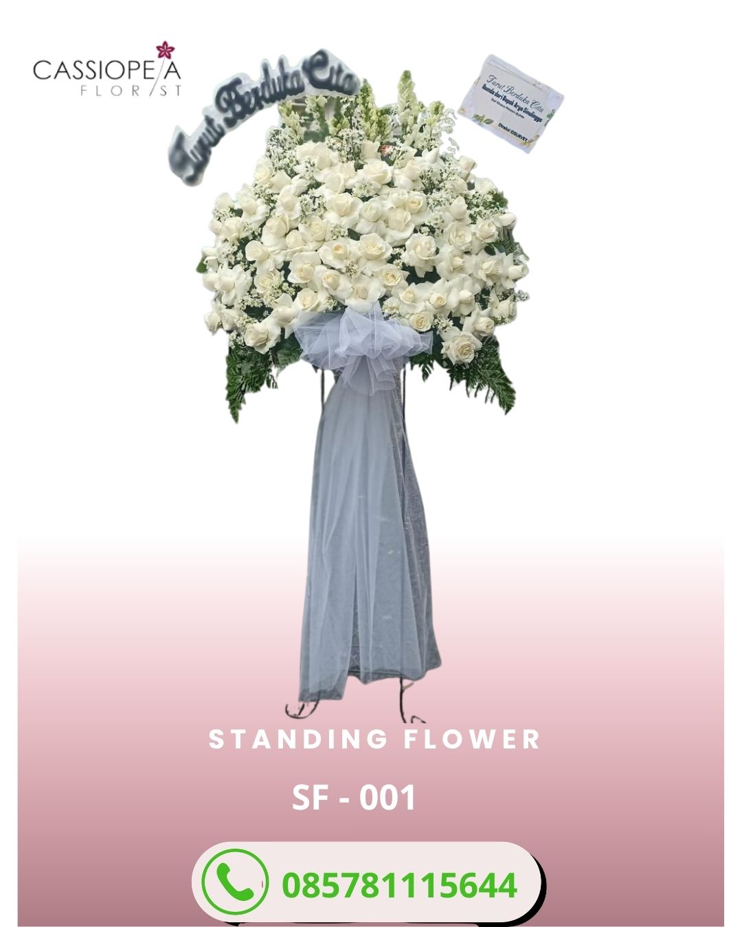Standing flower duka cita TMII SF-001 Bunda dari Bapak Arya Sinulingga mawar putih